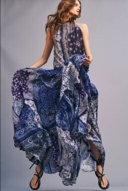 Ralph Lauren Bandana Silk Maxi dress size 4